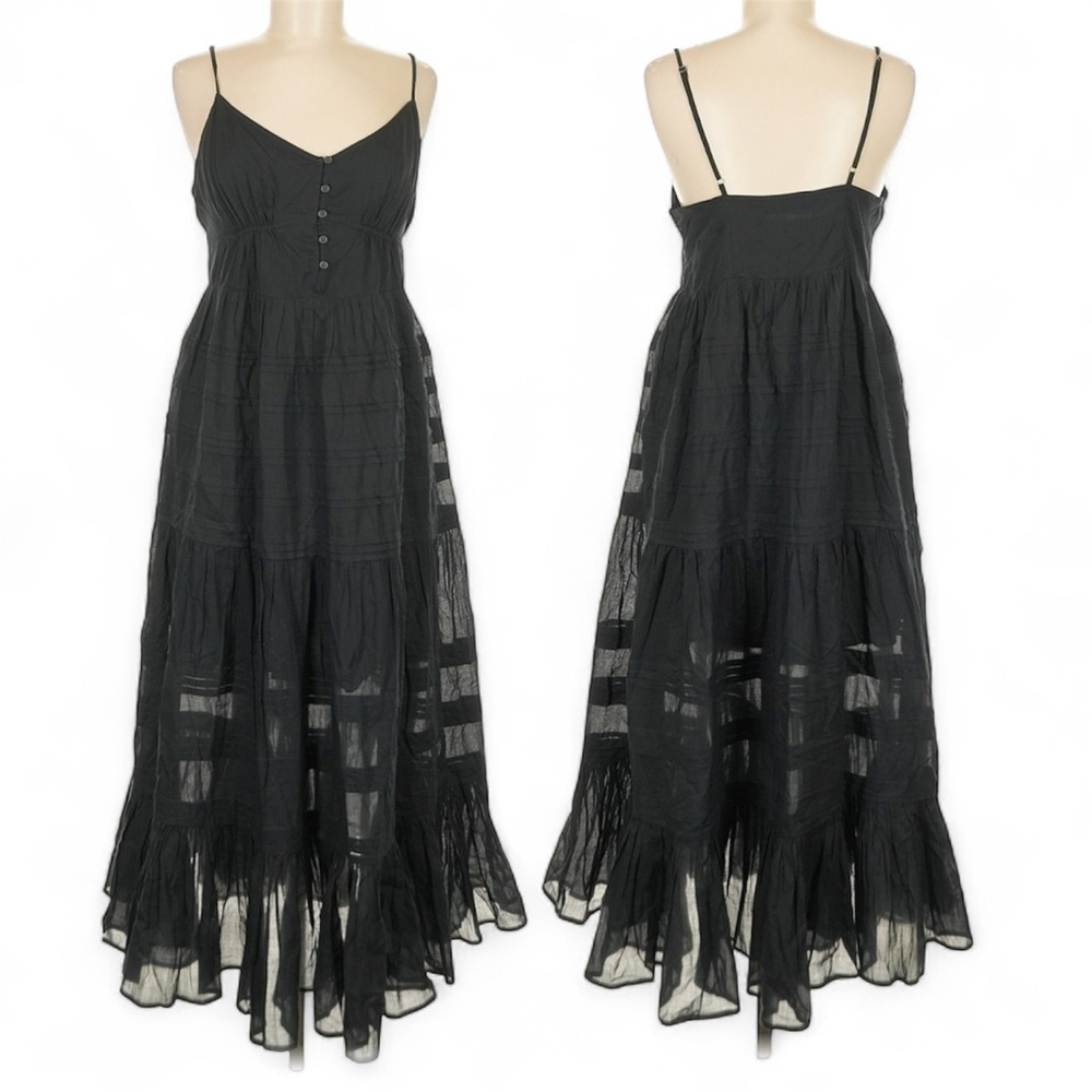 J Crew Cotton Voile Calliste Midi Dress In Black